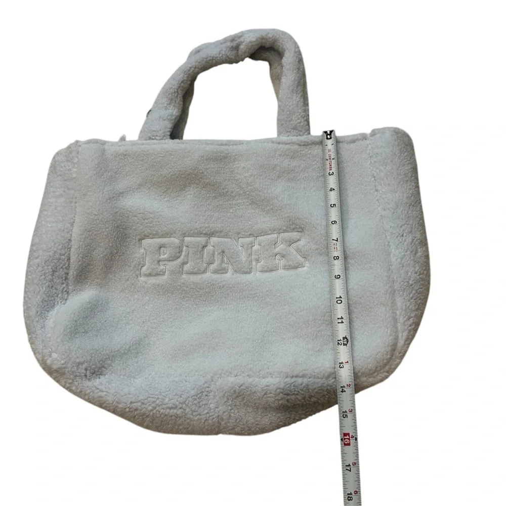 Victoria's Secret PINK Plush Teddy Faux Fur Tote Bag‎ Baby blue NWT
